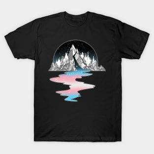 Transgender Flag Mountain River T-Shirt